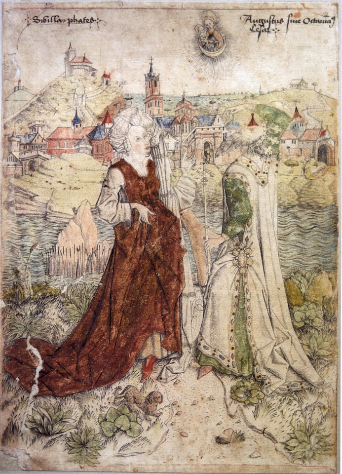 Meister E S Sibylle und Kaiser Augustus c1450 (Isny)