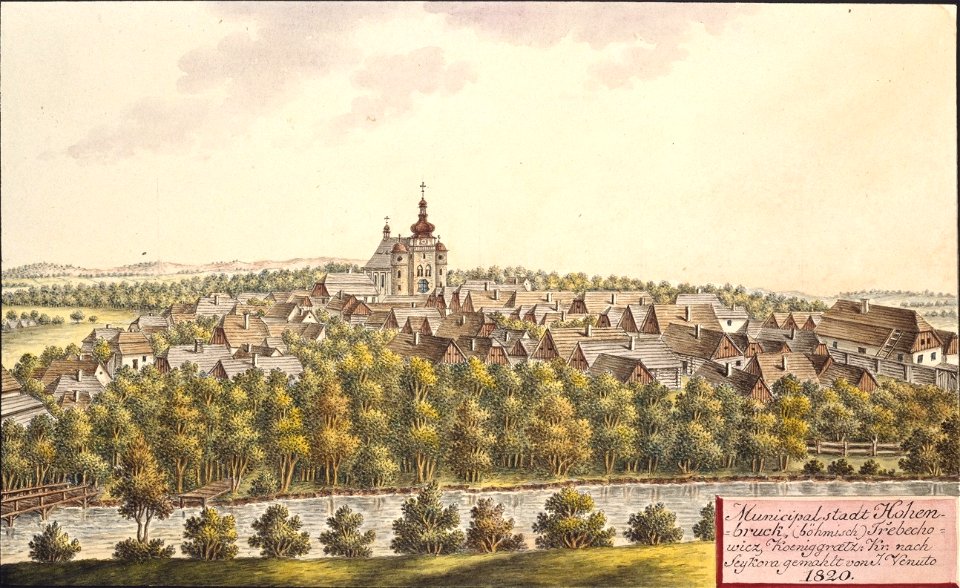 Municipalstadt Hohenbruck, (böhmisch) Třebechowicz, Koeniggraetz. Kreis nach Sykora gemahlt von J. Venuto 1820