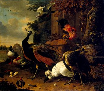 Melchior d'Hondecoeter - Birds in a Park - WGA11640. Free illustration for personal and commercial use.