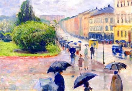 Edvard Munch - Karl Johan in the Rain. Free illustration for personal and commercial use.