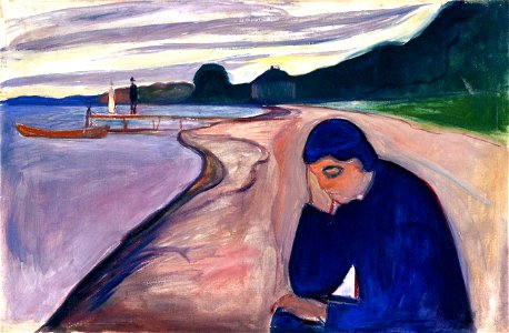 Edvard Munch - Melancholy (1893). Free illustration for personal and commercial use.