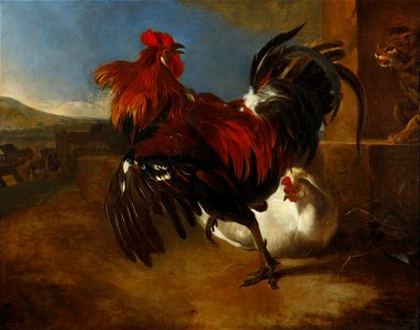 Melchior De Hondecoeter - Poultry-yard with angered cock - Google Art Project