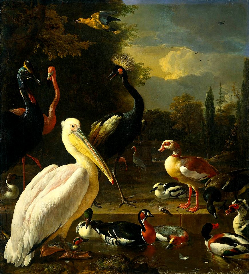 Melchior de Hondecoeter Birds in a Park 1680. Free illustration for personal and commercial use.