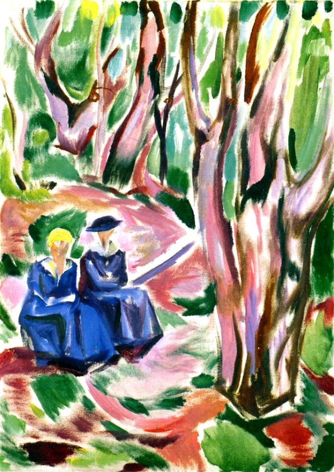 Edvard Munch - Two women in the woods at Ekely (1920–23)