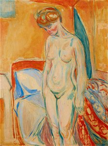 Standing Nude by Edvard Munch, 1916, oil and oilstick