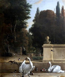 Melchior de Hondecoeter (1636-1695) - View of a Park with Swans and Ducks - 436164 - National Trust. Free illustration for personal and commercial use.