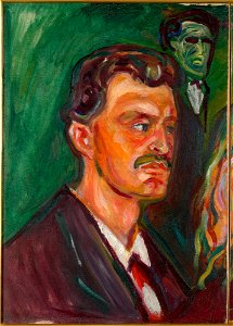 Edvard Munch - Self-Portrait against a Green Background - MM.M.00346 - Munch Museum. Free illustration for personal and commercial use.