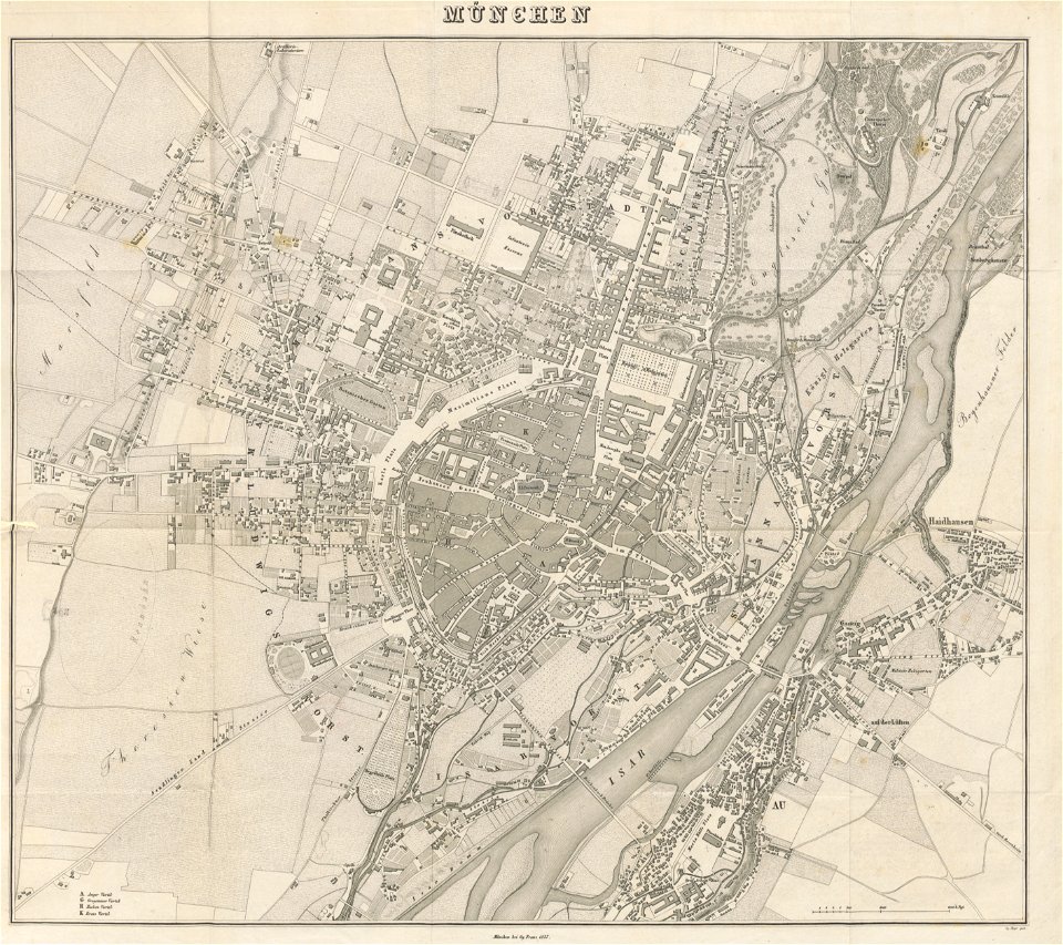 Munich city map 1837