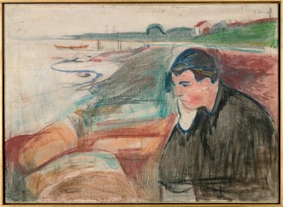 Edvard Munch - Evening. Melancholy - MM.M.00058 - Munch Museum. Free illustration for personal and commercial use.