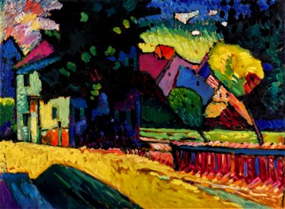 Murnau - Landschaft mit grünem Haus by Wassily Kandinsky. Free illustration for personal and commercial use.