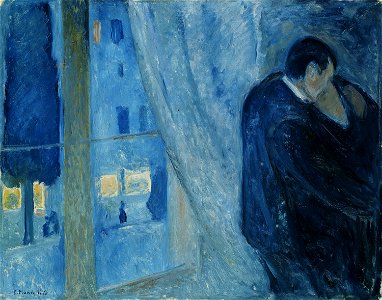 Edvard Munch - Kiss by the window (1892). Free illustration for personal and commercial use.