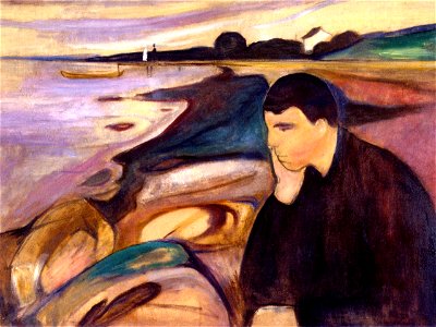 Edvard Munch - Melancholy (1894). Free illustration for personal and commercial use.