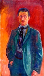 Edvard Munch - Self-Portrait against Red Background