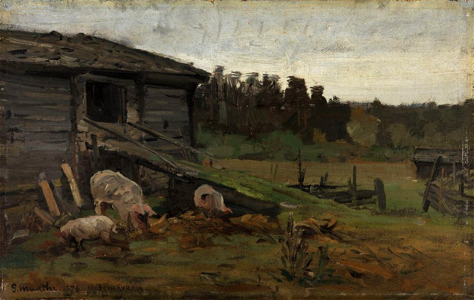 Gerhard Munthe - Pigs at the Barn Bridge - NG.M.02352 - National Museum of Art, Architecture and Design
