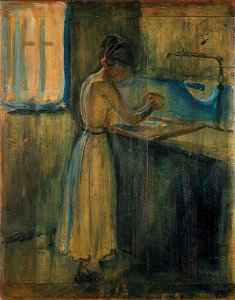 Edvard Munch - Young Woman Washing herself - NG.M.00843 - National Museum of Art, Architecture and Design. Free illustration for personal and commercial use.