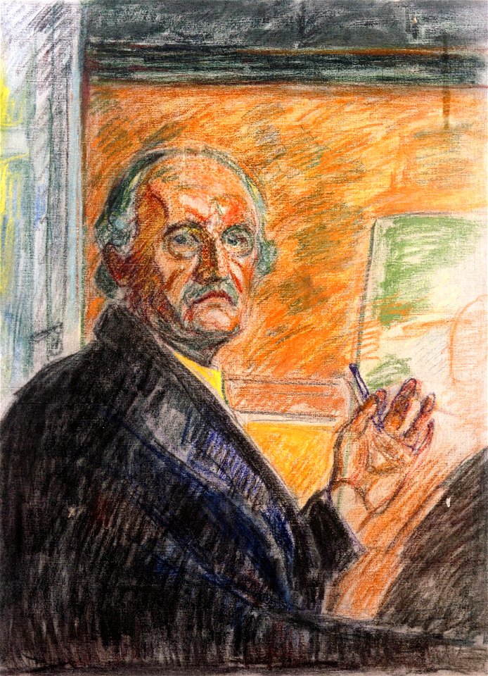 Edvard Munch - Self-Portrait with Pastel Stick - 1943