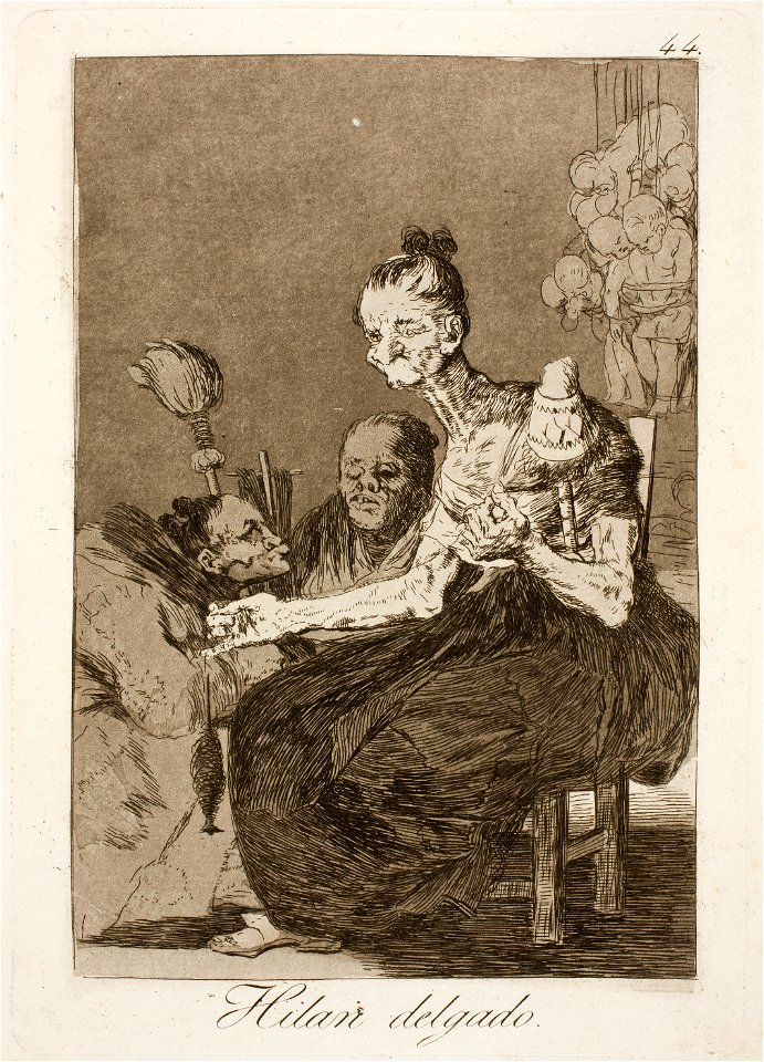 Museo del Prado - Goya - Caprichos - No. 44 - Hilan delgado