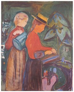 Munch, Mädchen beim Blumengießen (1904, Linde Frieze). Free illustration for personal and commercial use.