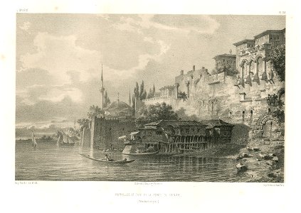 Murailles et café de la Porte du Fanar - Flandin Eugène - 1853