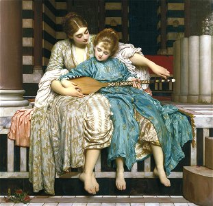 Music Lesson by Lord Frederic Leighton. Free illustration for personal and commercial use.