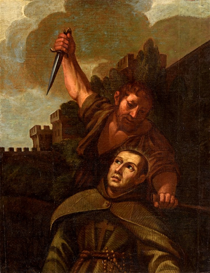 Murder of a monk Italian school 17-18c