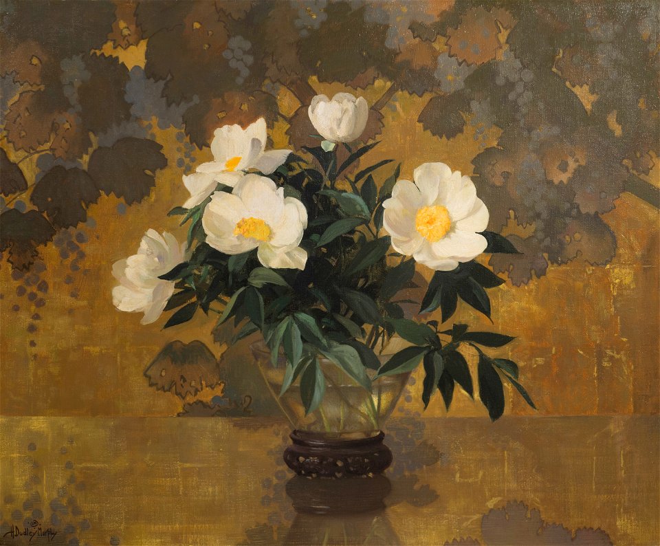 Single White Peonies by Hermann Dudley Murphy