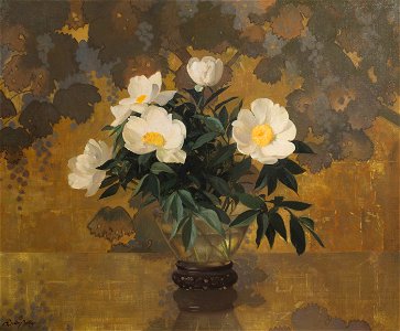 Single White Peonies by Hermann Dudley Murphy