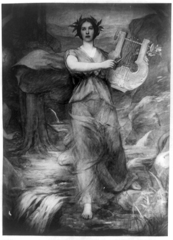 Mural, Lyric Poetry (detail), by Henry O. Walker, in the South Corridor, Jefferson Building, Library of Congress LCCN91481684