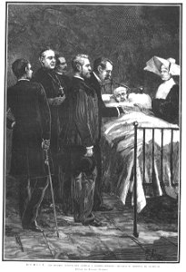 Murcia, los señores Cánovas del Castillo y Romero Robledo visitando el hospital de coléricos, de Manuel Alcázar