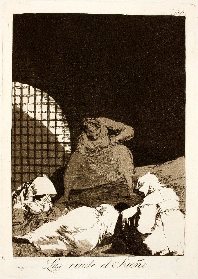 Museo del Prado - Goya - Caprichos - No. 34 - Las rinde el Sueño