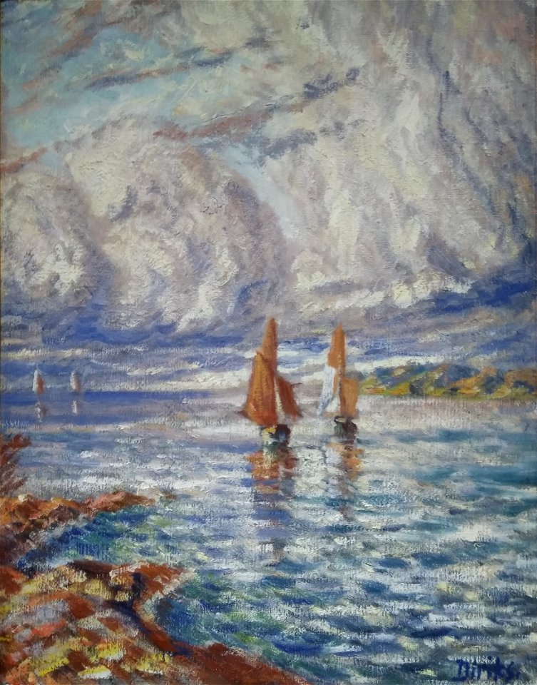 Musée Baron-Martin, Estuaire avec voiliers sous un ciel nuageux, Diriks