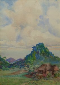 Thatched Hut in Landscape by Nelly Littlehale Murphy