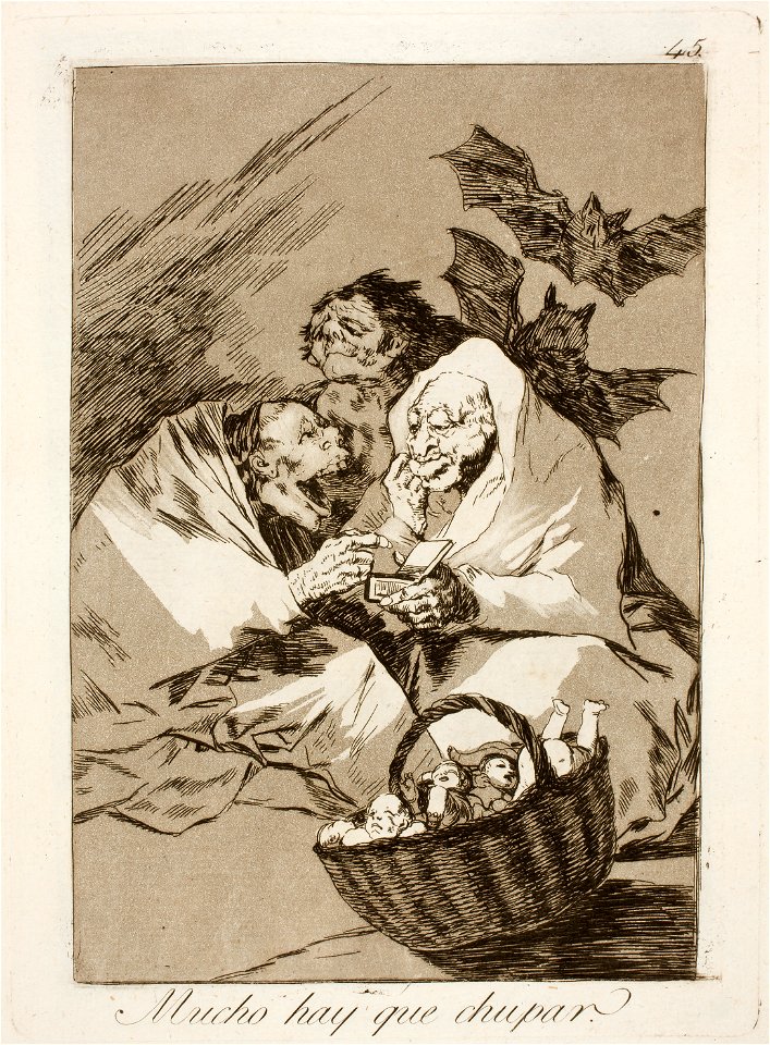 Museo del Prado - Goya - Caprichos - No. 45 - Mucho hay que chupar
