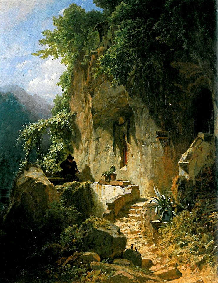 Musizierender Einsiedler vor seiner Felsenklause (Carl Spitzweg)