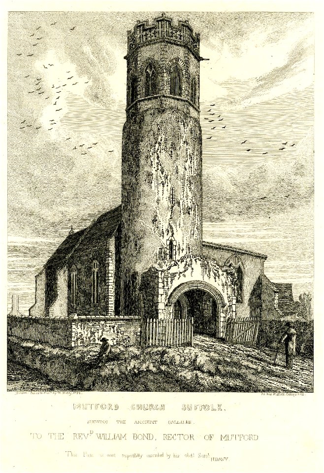 Mutford Church Suffolk showing the Ancient Gallilee by Henry Davy