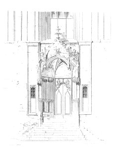 MZK 001 Nr 08 Die gothische Kirche Maria am Gestade in Wien - Tafel - Hauptportal Holzschnitt