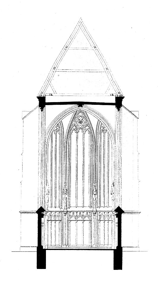 MZK 001 Nr 08 Die gothische Kirche Maria am Gestade in Wien - Tafel - Querschnitt des Chores mit Dachstul