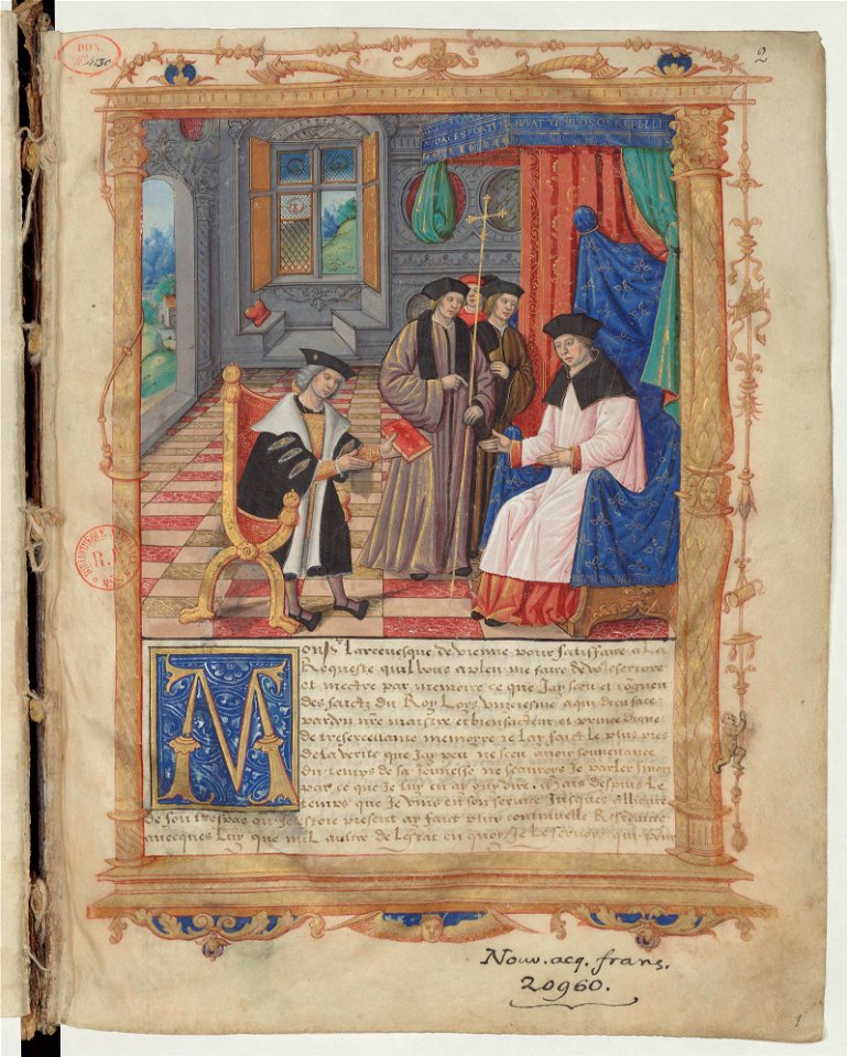 Mémoires de Philippe de Commyne - BNF NAF20960 f2r (dédicace)