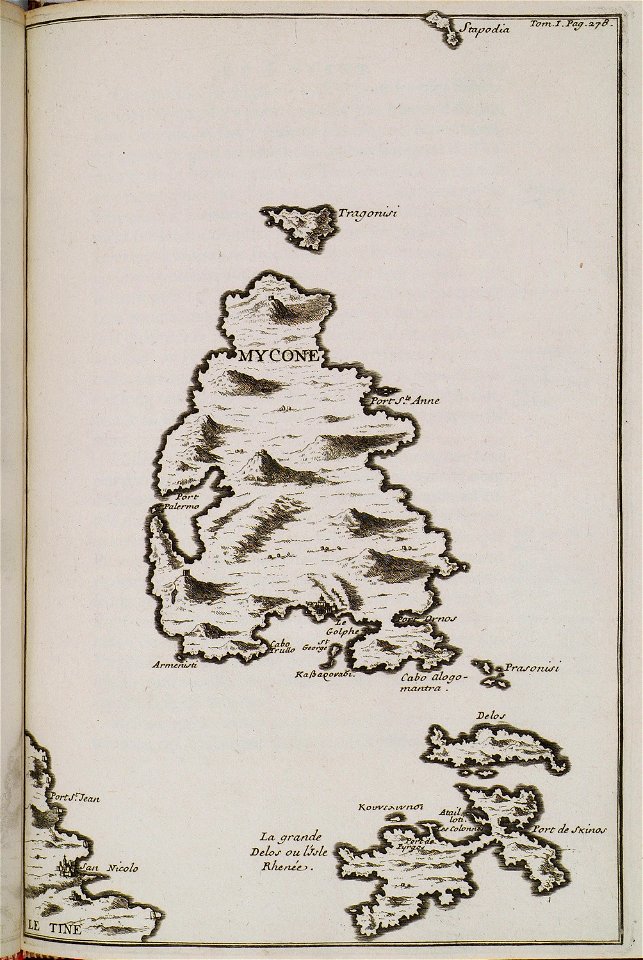 Mycone Delos La grande Delos ou l'isle Rhenée Le Tine - Tournefort Joseph Pitton De - 1717