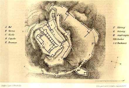 MZK 05 - 1860 Hochosterwitz in Kärnthen (Scheiger) Tafel VIIb Hochosterwitz Gesamtanlage Aufriss