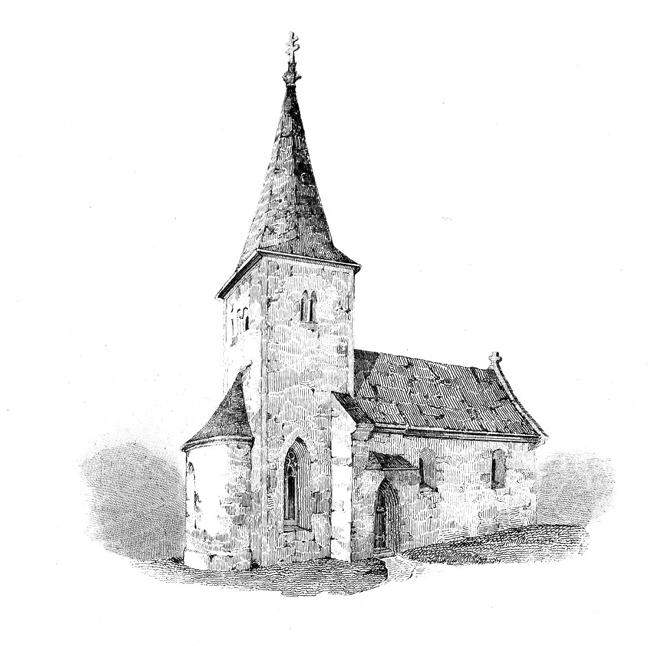 MZK 001 Nr 11 Die St. Gertrudskirche zu Klosterneuburg - Tafel Fig. b Kirchenansicht