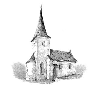 MZK 001 Nr 11 Die St. Gertrudskirche zu Klosterneuburg - Tafel Fig. b Kirchenansicht