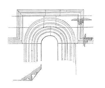 MZK 002 Nr 01 pag 007 Die romanische Kirche zu Lébeny - Fig. 12 Gesimsverlauf Hauptapsis
