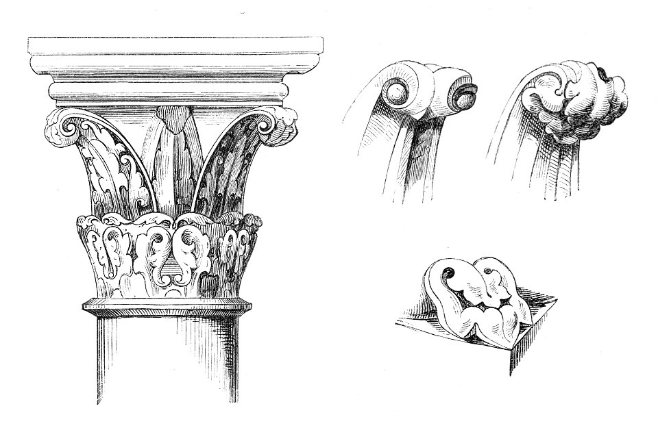 MZK 002 Nr 01 pag 007 Die romanische Kirche zu Lébeny - Fig. 17 Ornamentik der Capitäle