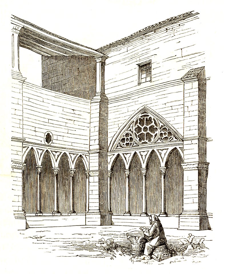MZK 05 - 1860 Reisenotizen Italien Fig 077 Viterbo Klosterhof neben der Kirche S. Maria Verità