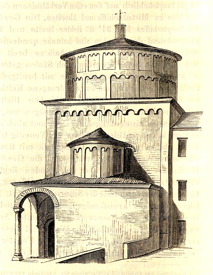MZK 05 - 1860 Reisenotizen Italien Fig 027 Padua Baptisterium Außenansicht