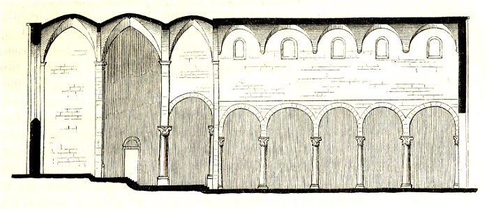 MZK 05 - 1860 Reisenotizen Italien Fig 055 Prato Dom - Langhaus Längsschnitt
