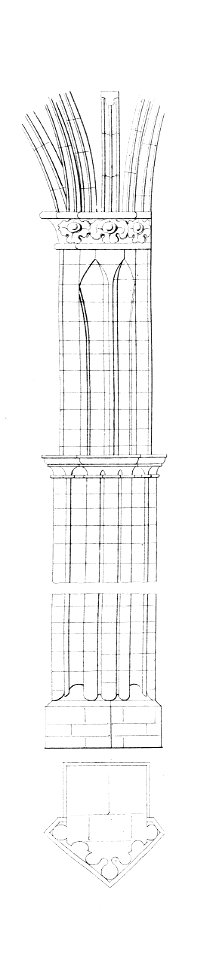 MZK 002 Nr 03 Alte Kunstdenkmale in Botzen und Umgebung - Tafel C Dominikanerkirche Halbsäule und Profil