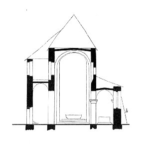 MZK 002 Nr 02 Die Stiftskirche zu Griffen und Oberndorf in Kärnthen - Fig. 02 Stiftskirche Querschnitt Mittel- und Seitenschiffe
