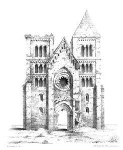 MZK 002 Nr 04 Die Kirchenruine von Zsámbék in Ungarn - Tafel - Zeichnung von J. Hieser